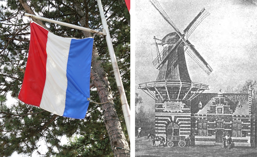 Netherlands flag and windmill.
