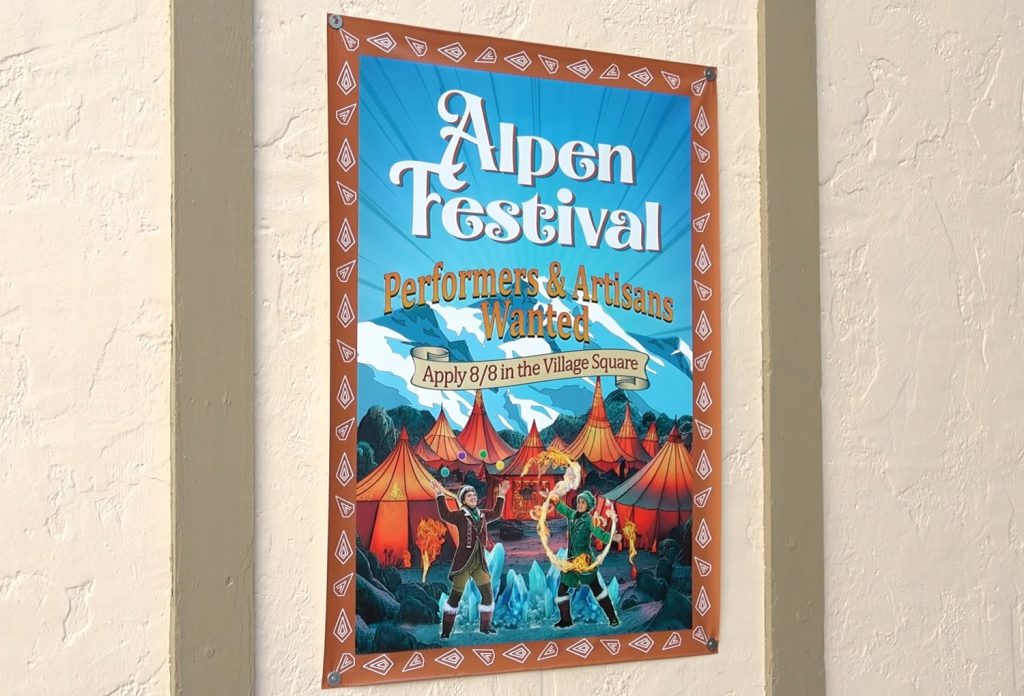 Poster teasing an "Alpen Festival."