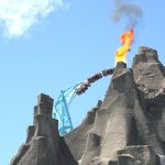 AlpenFury's blast out the top of Wonder Mountain, with fire effect in full force.