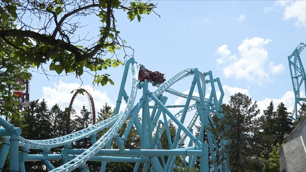 A train navigating AlpenFury's Fire Serpent Roll.