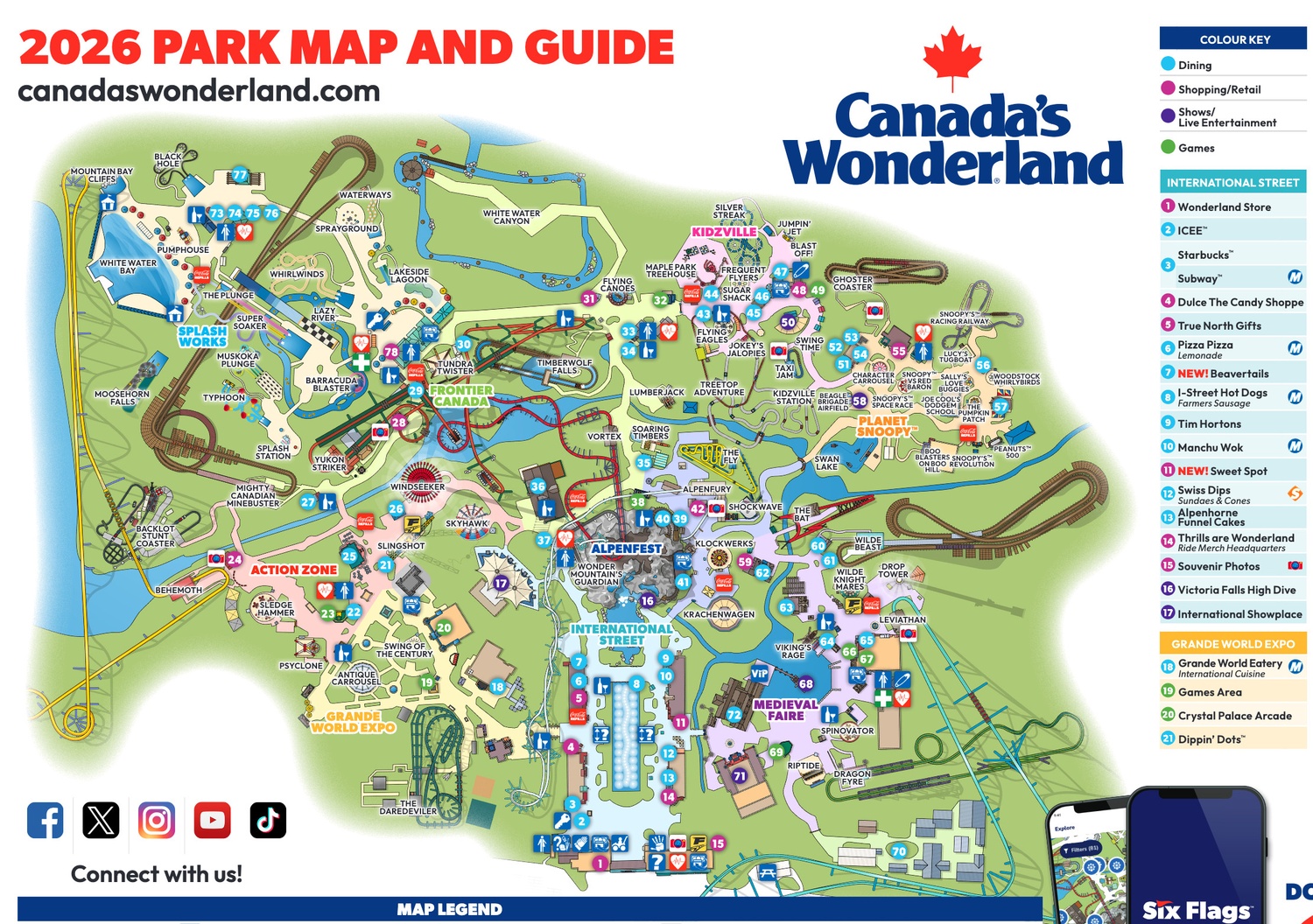 2026 Canada's Wonderland Park Map