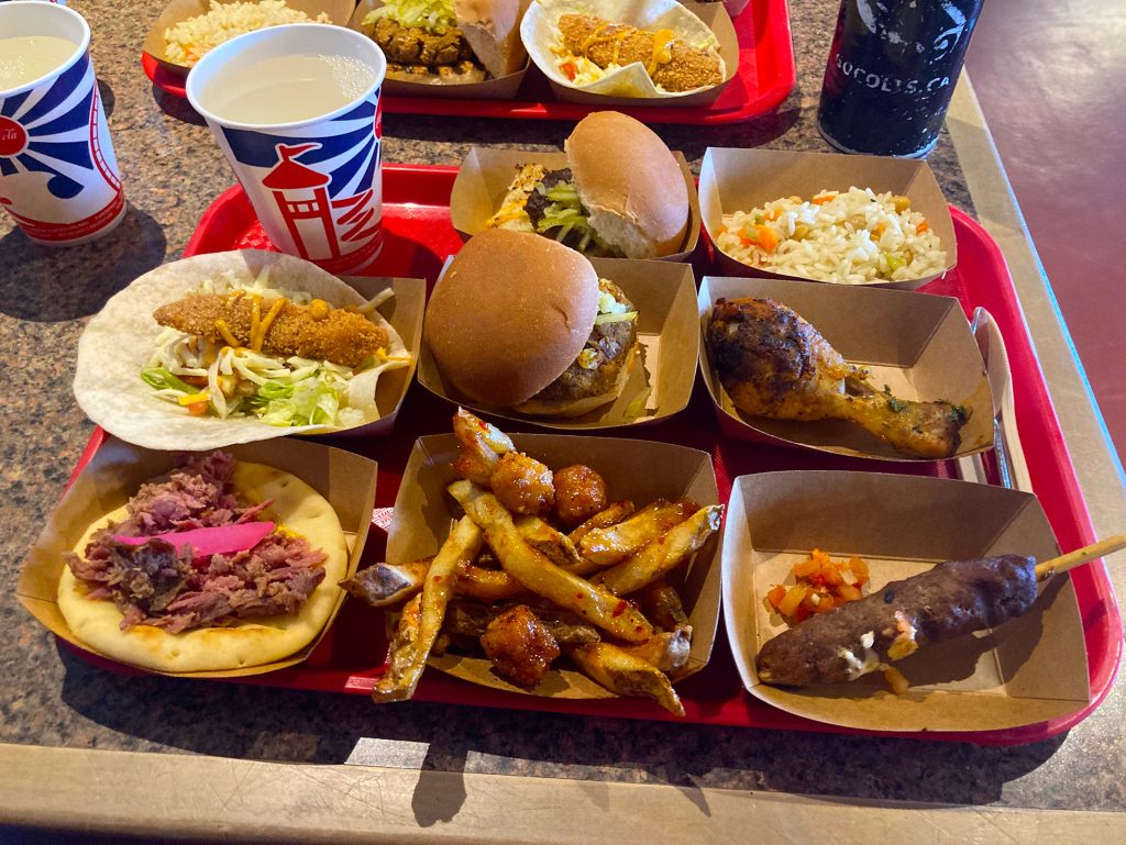 Tray of food samples.
