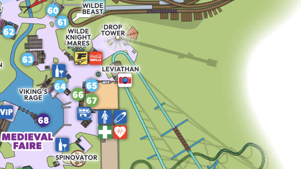 A closeup of the park map, where Speed City Raceway used to be.