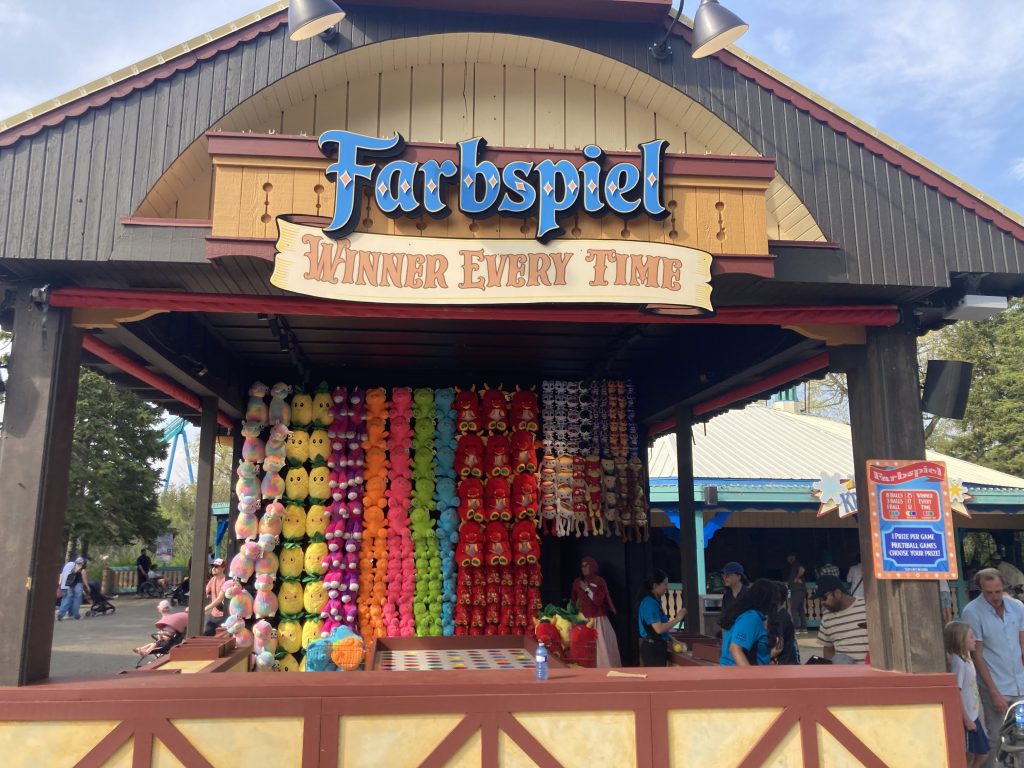 Farbspiel game stall and sign.