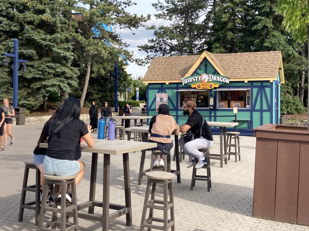 Thirsty Dragon and its patio tables.