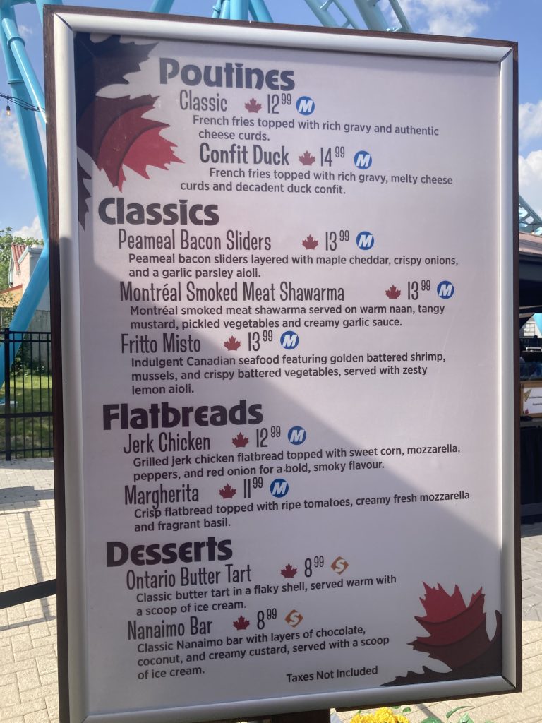 Celebration Canada menu
