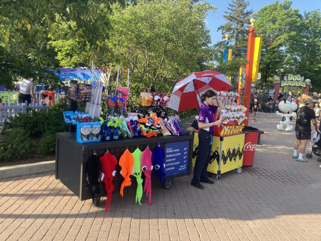 Merchandise carts in Planet Snoopy.