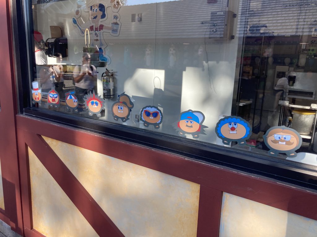 Tiny Tom Donuts window decorations.