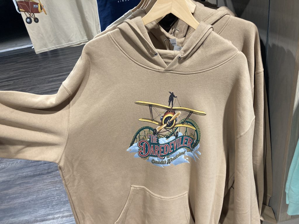 A sweater with The DareDeviler's logo.