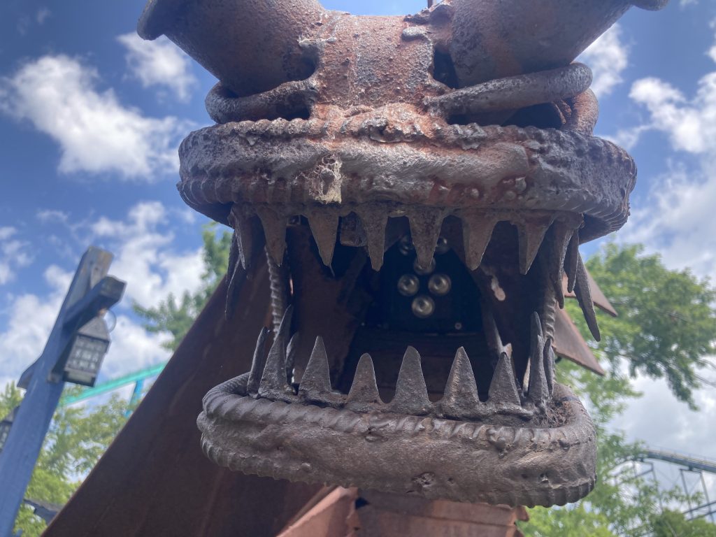 A light fixture inside Dwayne's mouth.
