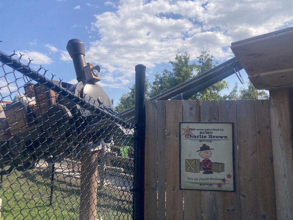 The front of the train on Snoopy's Racing Railway.