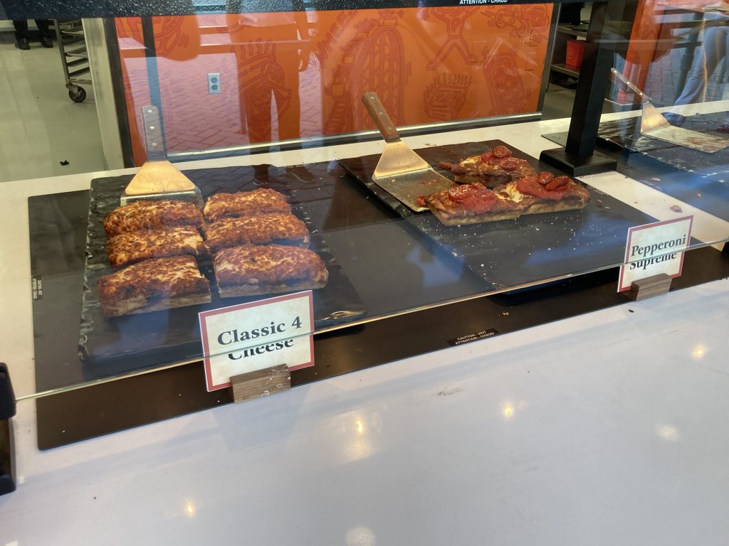 Deep dish pizza options.