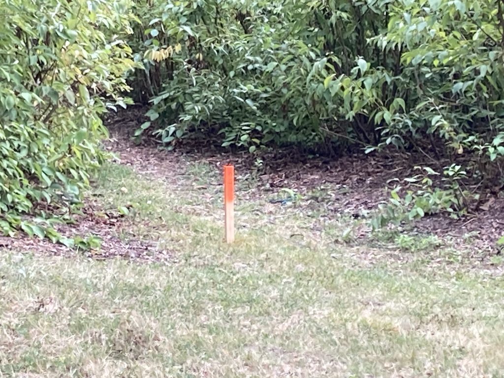 A stake in the ground around Time Warp's land.