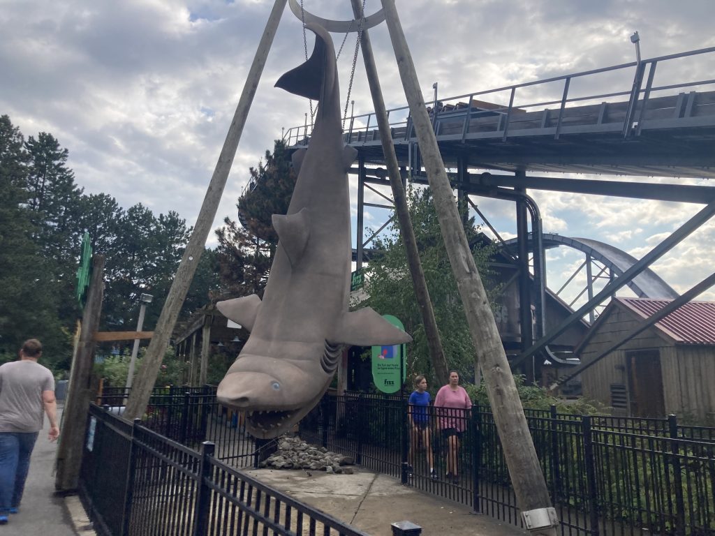 Giant shark statue by Le Splash.