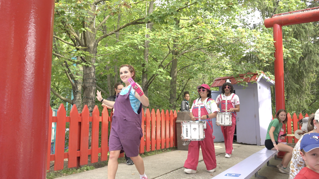 The conga line finale of Funline Drumline.
