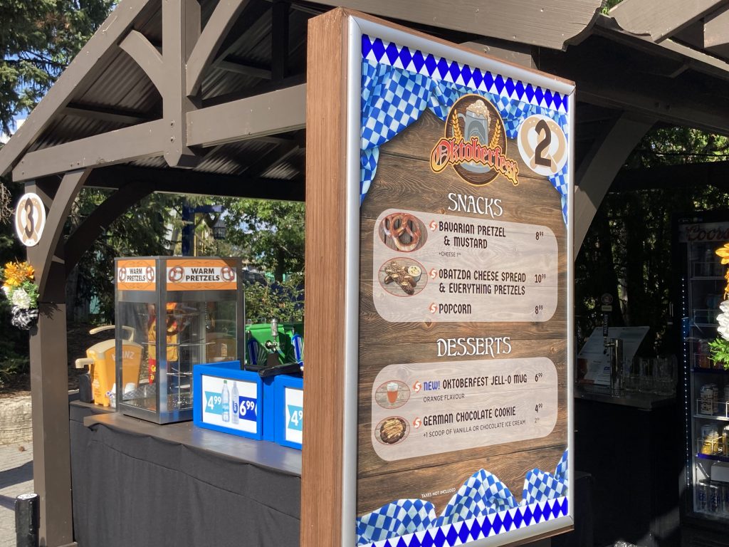 Station two menu at Oktoberfest.