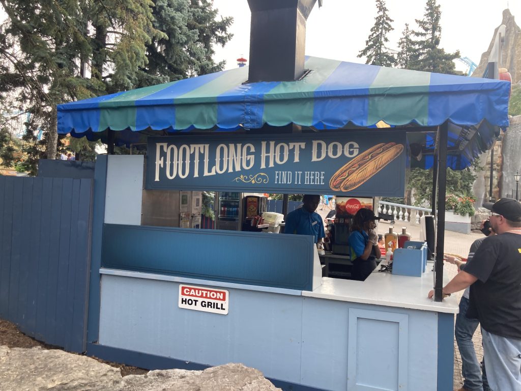Footlong hot dog sign on I-Street Hot Dogs.