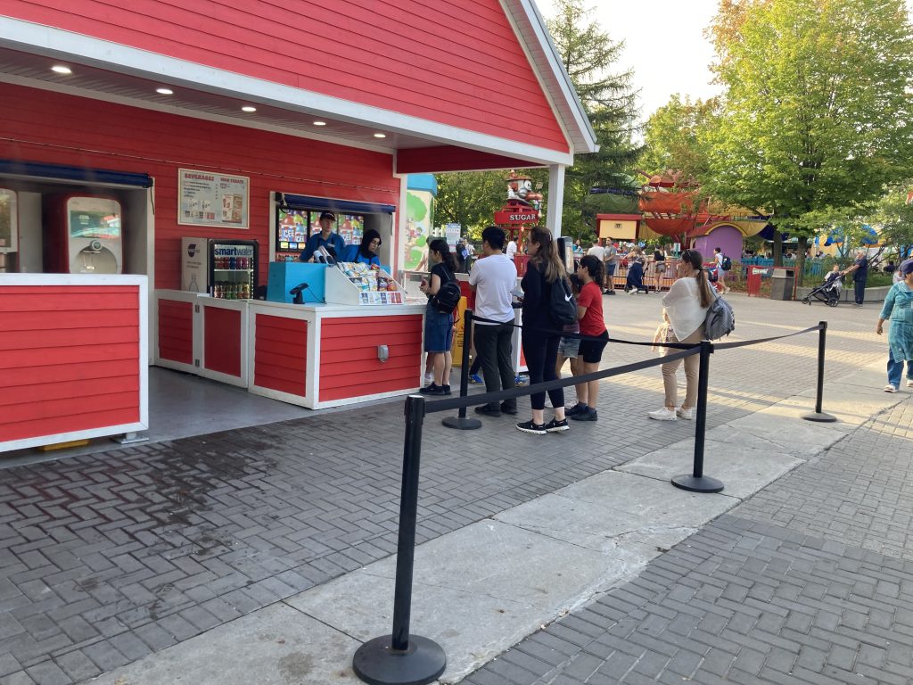 Stanchions outside the KidZville Refresh Centre.