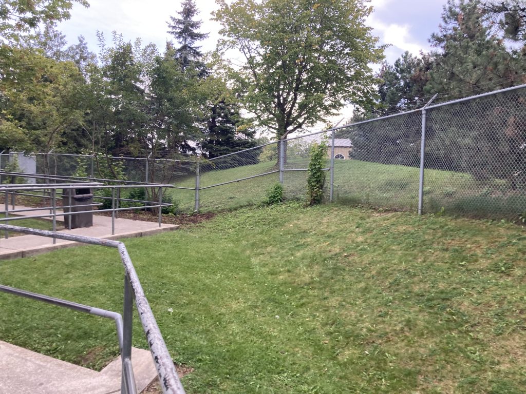 Hill where stakes used to be.